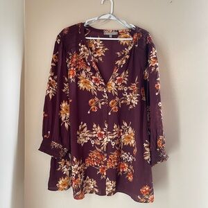 Daniel Rainn - Floral Button-Up Blouse - Purple and Orange